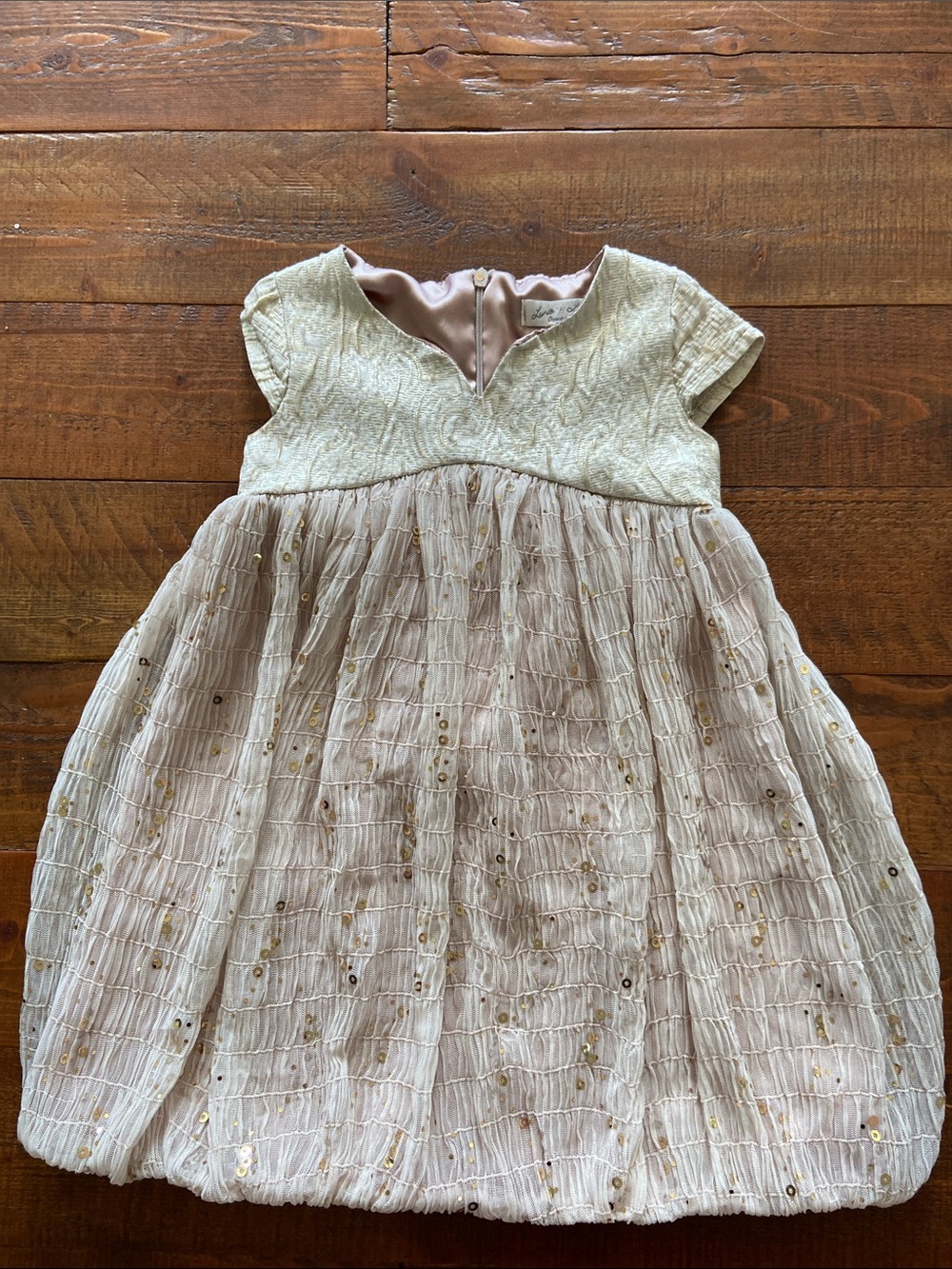 Luna Luna Copenhagen Girls' Cream Sequin A-Line Party Dress. Size 4